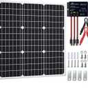 SOLPERK Solar Panel Kit 50W 12V, Waterproof Solar Battery Trickle Charger Maintainer + Waterproof Controller + Adjustable Mount Bracket for Boat Car RV Motorcycle(Without Mounting Bracket) (50W PWM+Load)