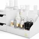 Uncluttered Designs Large Makeup Organizer for Vanity - Countertop Desk With Drawers for Cosmetic, Beauty, Hair, Nail, Perfume & Skincare - Perfect for Bathroom & Bedroom Storage (White)