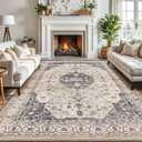 LUMI 8x12 Washable Area Rug for Living Room, Ultra Soft Traditional Rugs Non Slip with Rubber Backing, Low Profile, High Traffic, Stain Resistant Carpets, Ideal for Bedroom, Dining Room, Indoor