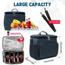 Lunch Bag, 12L Insulated Lunch Bag with Adjustable Shoulder Strap, Lunch Box with Upgraded Leakproof Lining for W/Men, Collapsible Large Cooler Bag for Work Picnic Camping- Upgraded Blue