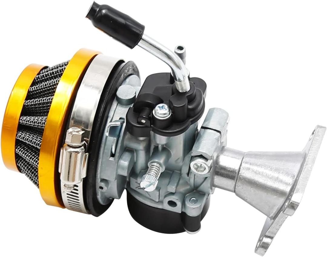 laffoonparts Racing Carburetor Replacement for 2 Stroke 49cc 50cc 60CC 66CC 70cc 80cc Engine scooter Motorized Bicycle Mini Pocket Bike Quad Chopper ATV With Air Filter Yellow
