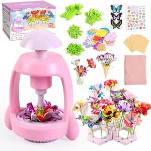 Fabric Flower Making Toys, DIY Flower Press Kits for Kids Ages 3-12, Creative Educational Activity Arts & Crafts Toys, Ideal Holiday Gifts for Preschool Kids, Pink
