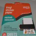 JOYEZA Premium Printable Vinyl Clear Sticker Paper for Inkjet Printer - 25 Sheets Translucent Waterproof, Dries Quickly Vivid Colors, Holds Ink Well - Inkjet & Laser Printer
