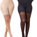 2 x Mcool Mary 2 Pairs Women's Sheer Tights,Ultra-Soft Thin Pantyhose,Run Resistant with Reinforced Toe Black Nude Nylon Stockings