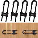 4 Pack U-Shaped Sliding Cabinet Locks Multifunctional Child Safety Lock Adjustable Baby Proof Clips for Home Cabinets Refrigerator Doors Cabinet Knobs and Window Handles (Black)