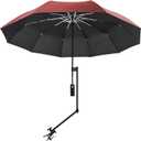 UPF 50+ Beach Umbrella with Adjustable Universal Clamp Winecolor