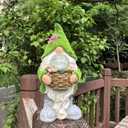 Garden Gnomes Statues, Outdoor Gnome Decorations for Yard Patio Lawn Porch, Home Decor Sculpture Figurine Holding Flower Basket Solar Lights, Cute Ornaments Ideal Gifts
