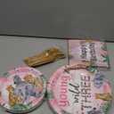 96Pcs Young Wild and Three Party Supplies Safari 3rd Birthday Plates and Napkins Safari Jungle Animal Disposable Paper Tableware Set for Girl 3 Year Old Birthday Party Supplies Serves 24