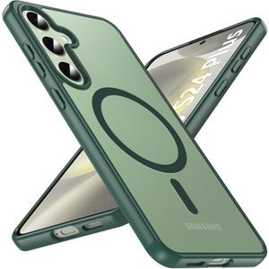 for Samsung Galaxy S24 Plus Case 6.7'', Magnetic S24 Plus Case Compatible with Magsafe, [Military Grade Shockproof] Translucent Back Slim Bumper Cover Phone Case Galaxy s24 Plus case,Green