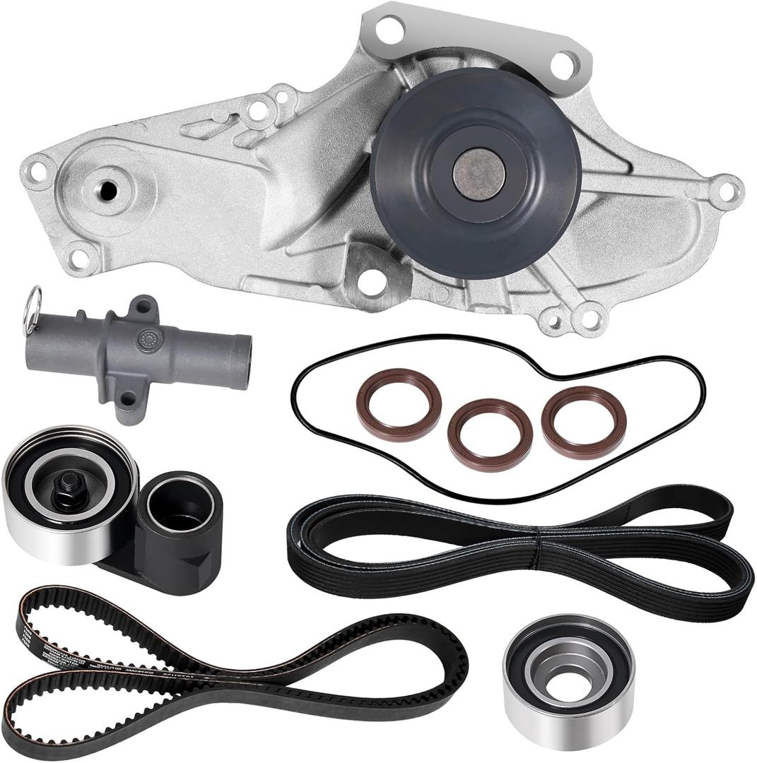 Timing Belt Kit with Water Pump Compatible with 03-18 Honda Accord Crosstour Pilot Odyssey Ridgeline Acura MDX RDX RL TL TSX ZDX Saturn Vue 3.0L 3.2L 3.5L 3.7L V6 TKH002 TCKWP329 19200-RDV-J01