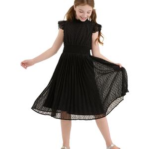 PATPAT Girls Casual Ruffle Sleeves Dresses A-line Elegant Midi Party Dress 5-14 Years (12-13 Years)