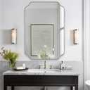 ANDY STAR Chrome Scalloped Mirror, 26x38 Inch Polished Chrome Rectangle Mirror, Unique Bathroom Mirror with Scalloped Edge Design, Rust-Proof Stainless Steel 1 Frame, Home Decor