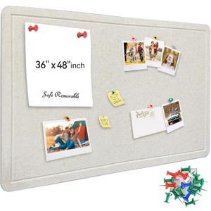 Large Bulletin Board - Foldable 36x48 Inches Cork Board Alternative with 20 Push Pins, 3' x 4' Self-Adhesive Felt Bulletin Board for Wall, Home Office Classroom Decor