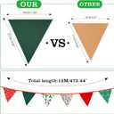 G2PLUS Christmas Triangle Bunting Banner, 39Ft Cotton Pennant Banner, Red and Green Fabric Flags for Holiday, Home and Party Hanging Decorations