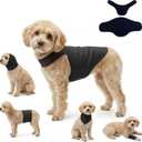 DAJIDALI Dog & Cat Anxiety Vest & Spay Recovery Suit Silent Adjustable Calming Wrap for Surgery & Thunderstorms 2-Piece Cone Alternative, Size: S, Black