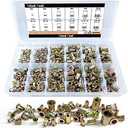 Trivd Frol Rivet Nut Tool Kit, 520pcs SAE & Metric Rivet Nut Assortment Kit w Galvanized Carbon Steel Flat Head Threaded Insert Nuts, Sizes 6-32 8-32 10-24 1/4"-20 5/16"-18 3/8"-16 M3 M4 M5 M6 M8 M10