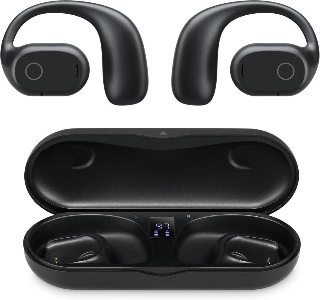 iLive Electronics 16mm Driver Clear Truly Wireless Open Ear Earbuds, Black, IAEBTO34B