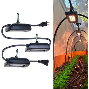 Owleye 12FT Outdoor Grow Lights LED String Plant Light, IP65 Waterproof, Full Spectrum, 120V, ETL Listed, 33.89 umol/s, Linkable Grow Light for Greenhouse & Outdoor Garden & Raised Bed (3-Bulbs)