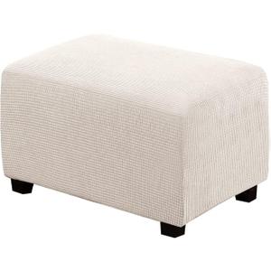 H.VERSAILTEX Ottoman Cover Slipcover Rectangle Fit Length 29"-34" Footrest Sofa Slipcovers Stool Cover Footstool Protector Covers Feature Stretch Thick Soft Jacquard Fabric Removable Washable - Ivory