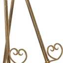 Deco 79 Metal Scroll Display Easel Tall Adjustable Floor 3 Tier Floor Standing Easel, Display Stand 21" x 25" x 48", Gold, 23" X 24" X 48"