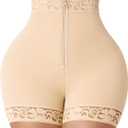 FeelinGirl Body Shaper for Women Butt Lifting Shapewear Tummy Control Panties with Hook Zipper Closure (Medium, Khaki)