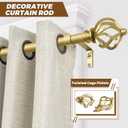 KAMANINA Gold Curtain Rod 32 to 58 Inch(2.6-4.8ft), Adjustable Curtain Rods for Windows 28 to 48 Inch, 3/4 Inch Splicing Drapery Rods with Twisted Cage Finial