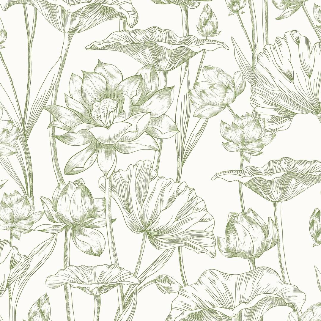 Vinjiasin Peel and Stick Wallpaper Green Floral Contact Paper Boho Modern Lotus Wall Paper for Bedroom Bathroom Living Room Self Adhesive Removable Flower Leaf 17.3"x 78.7"