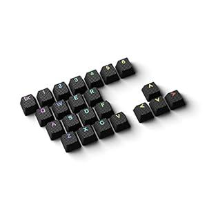 HK Gaming Rubber Keycaps Set | Anti-Slip Texture | Doubleshot Backlit Keycap Set | 23 Keys OEM Profile Key Set | for Mechanical Keyboard | Compatible with Cherry MX, Gateron, Kailh | Black