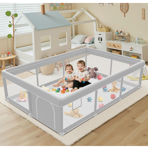 Baby Playpen 74x50 Inch, Playpen for Babies and Toddlers, Play Pen Indoor & Outdoor Active Center, Sturdy Safety Playard with Anti Slip Suction Cups, Skin-Friendly Fabric, Large Space Baby Fence