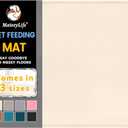 MateeyLife Silicone Cat & Dog Food Mat for Floors Waterproof, Anti-Slip Dog Bowl Mats for Food and Water, Pet Feeding Mats with Lip to Prevent Spills, Pet Placemat for Messy Drinkers to Protect Floors (18''12'', Beige)