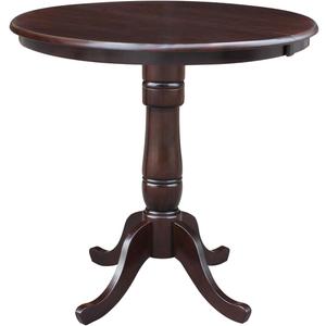International Concepts 36-Inch Round Top Pedestal Table with 12-Inch Leaf, 36-Inch Counter Height, Rich Mocha, (34.9Hx36Wx48D)