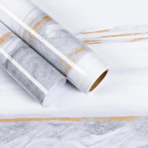 Gold Grey White Marble Contact Paper for Countertops 15.7''x160'' Removable Glossy Marble Peel and Stick Wallpaper for Bathroom Waterproof Self Adhesive Kitchen Vinyl Wrap for Cabinets Table