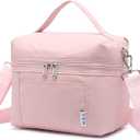 NOL Natural Organic Lifestyle Insulated Lunch Bags for Women Cooler Bag Lightweight Nylon Waterproof Lunch Box For Work (Small, Pink)