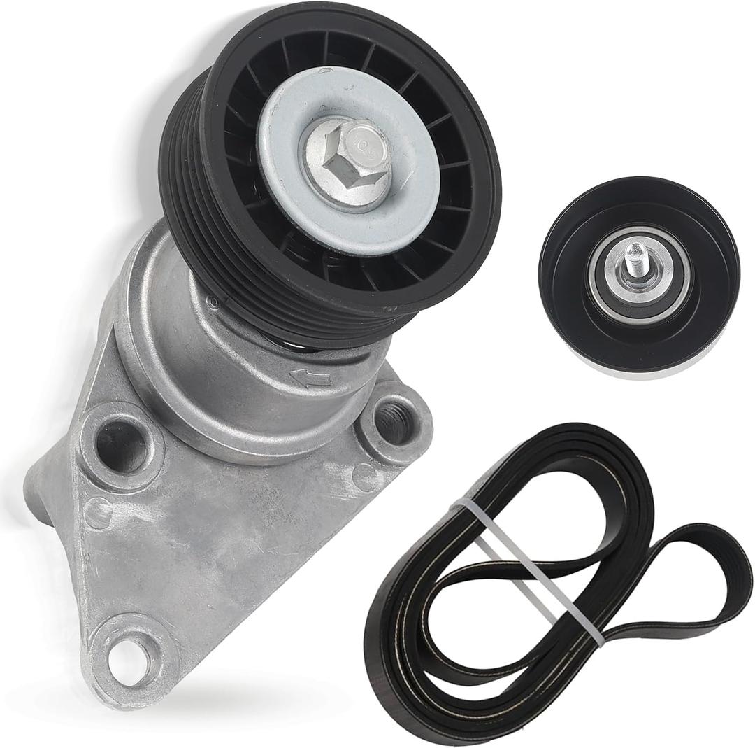 Dasbecan 90K-38158C Serpentine Belt Drive Tensioner Pulley Component Kit Compatible with Chevy Silverado Avalanche Suburban Express Tahoe GMC Savana Sierra Yukon Cadillac Escalade 2003-2007