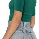 ONLYSHE Womens Short Sleeve T Shirts Summer Crewneck Tops Ribbed Knit Slim Fit Shirt Casual Basic Tees Tops (Large)