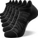 FITRELL 6 Pack Men's Ankle Running Socks Low Cut Cushioned Athletic Sports Socks 12-15 (Black+grey)