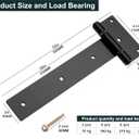 T-Strap Gate Hinges 12 in, Heavy Duty Tee Hinge, T-Door Hinges, 180 Opening Gate Strap Hinges, Black Wrought Hardware for Wooden Fences, Yard,Barn Door, Shed Doors,2 Pcs(Patent Pending)