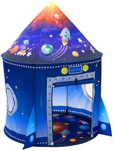 WillingHeart Rocket Ship Play Tent for Kids, Astronaut Spaceship Space Themed Pretend Playhouse Indoor Outdoor Games Party Children Pop Up Foldable Tent Birthday Toy for Boys Girls Toddler Baby