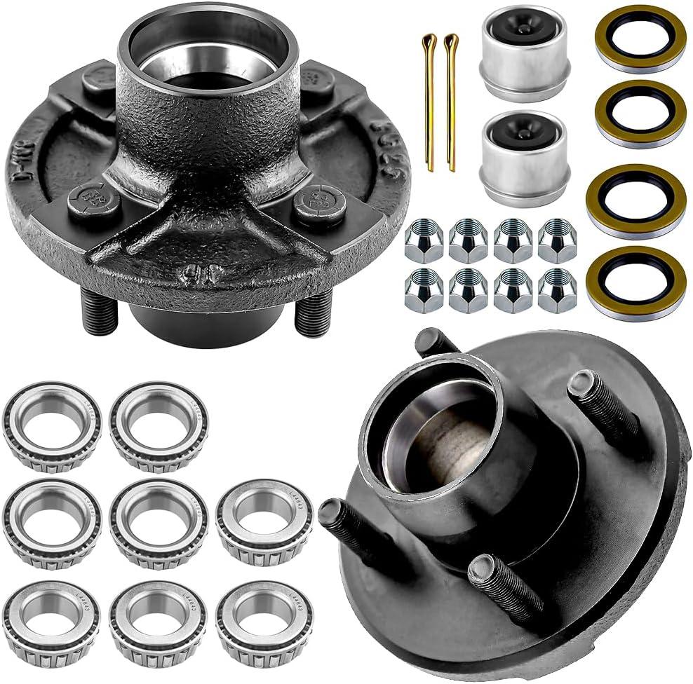 4 Lug Trailer Hub for 2000 lbs,4x4 Trailer Hub Kit fits 1" and 1"-1/16" Axle,Heavy Duty 4 Lug Boat Trailer Hubs, Trailer Idler Hub for Multi-Axle Trailers