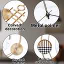 Wall Clock for Living Room, Silent Quality Quartz Battery Operated with Pendulum, Analog Large Wall Clocks for Living Room Kitchen Bathroom Bedroom Wall Home Decor, 15.4x28inch, Golden