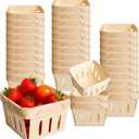 9 Pieces Wooden Berry Basket Bulk 4 x 4 x 2.6 Inch One Pint Square Small Wooden Picking Boxes Vented Gift Baskets for Food Storage Spring Party Decorations Baby Shower