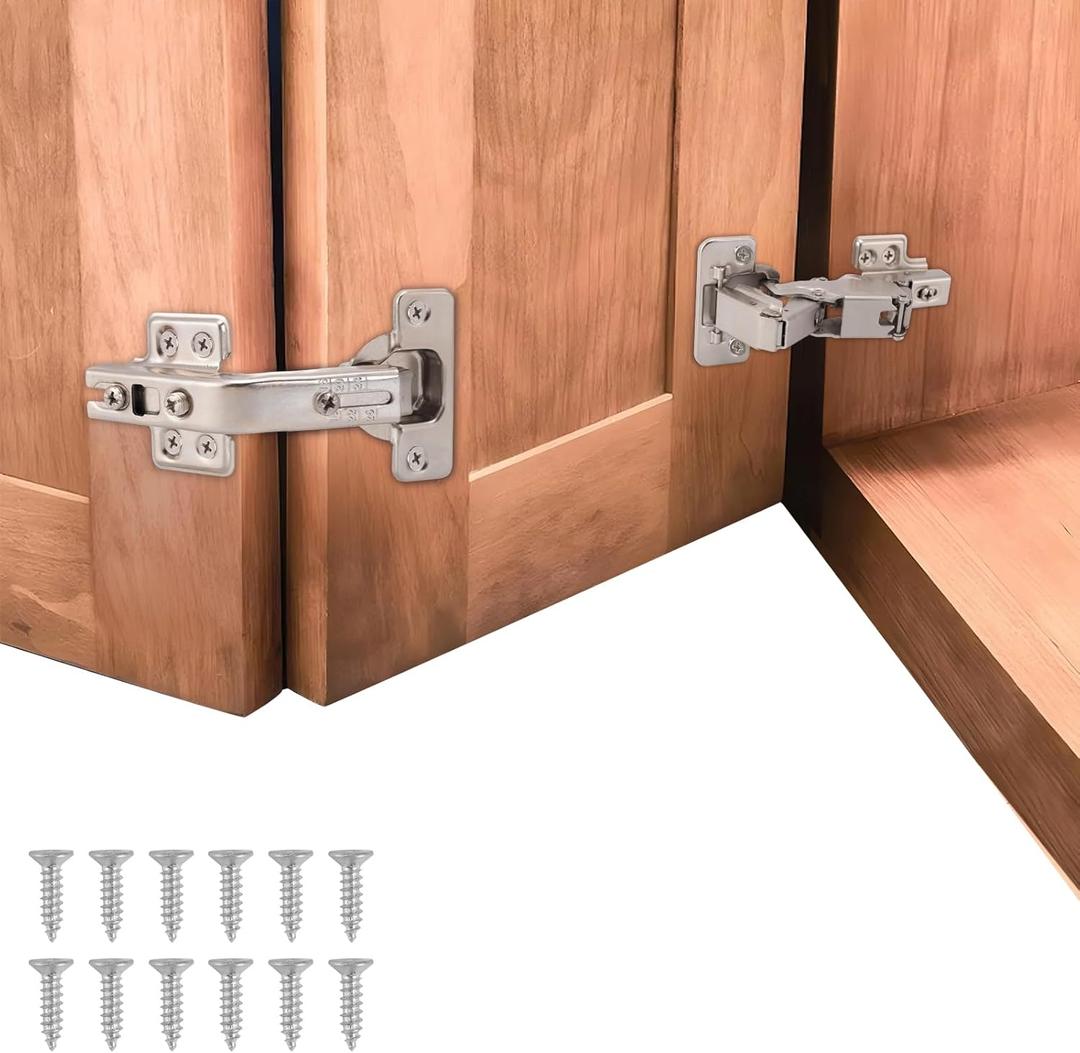 HBL' 165 & 135 Soft Close Cabinet Hinges for Lazy Susan Bifold Doors, Concealed European Hinges, Full Overlay, Adjustable Hinge, 2 x 165 + 2 x 135 Hinges for Pie Cut Corner Cabinets