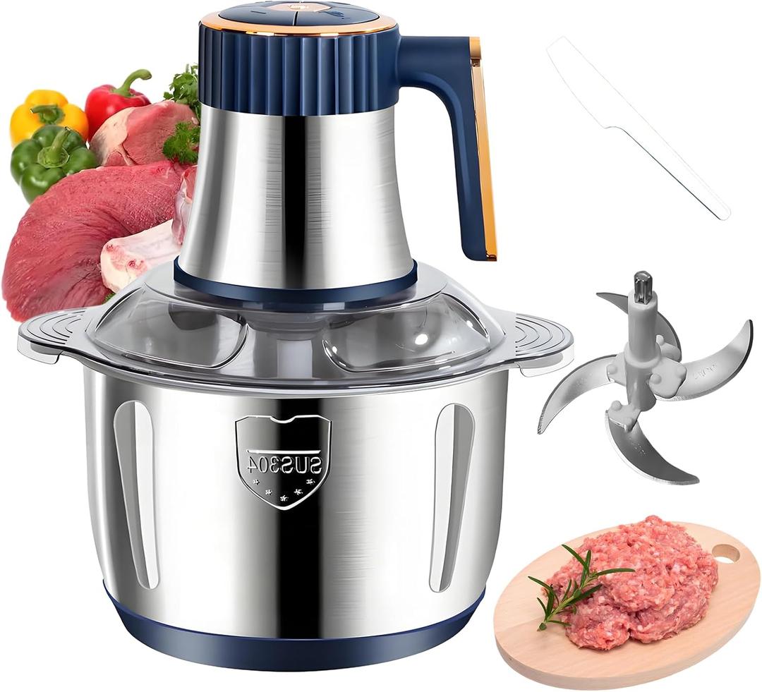 Electric Food chopper, Food Processors, Meat Grinder, 800W, 18/10 Stainless Steel, 3L Capacity, Vegetable Chopper,5-key Buttons, Quadruple-Layer 4 Blades, Suitable For Food processing and Chopping