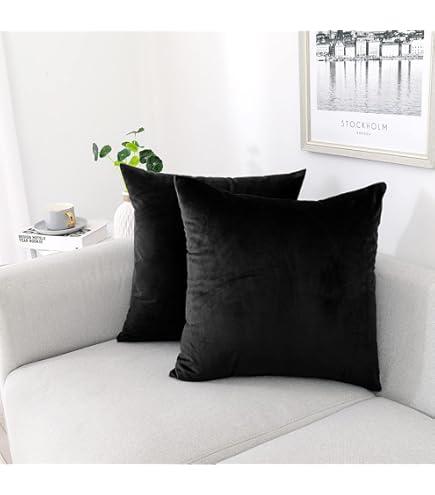 MARAGARBE Big Size DecorativeThrow Pillow Covers 30×30'', Black