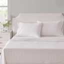 Martha Stewart - Queen Size Sheets Set, Crisp & Tailored Cooling Sheets w/a Naturally Smooth Cotton Percale Lightweight Feel - Bed Sheets with Matching Pillowcases & Fitted Sheet (Ditsy Vine Pink)