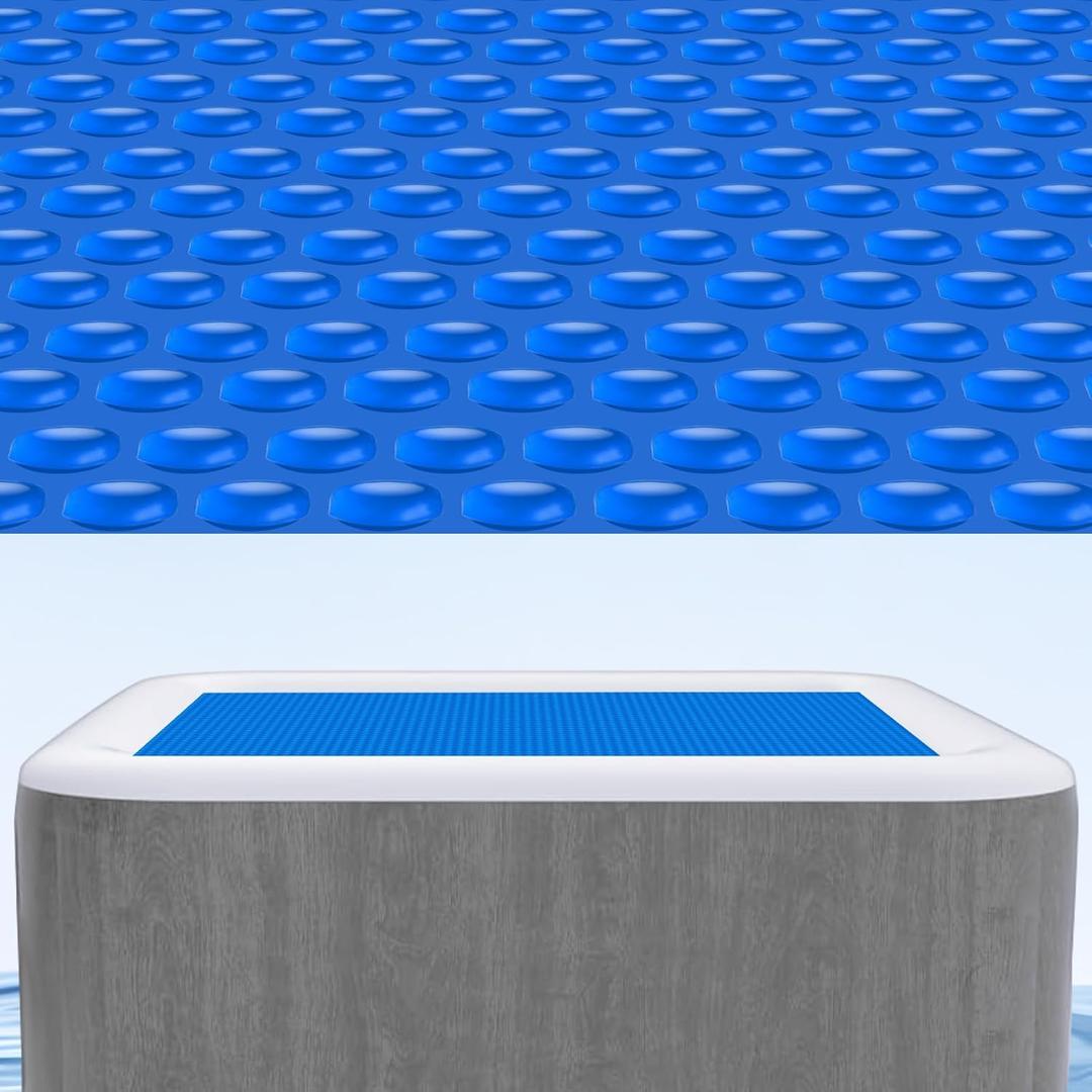 Solar Hot Tub Spa Bubble Covers Blanket 4.5 x 4.5 FT for Square Inflatable Hot Tub Spa Pool Thermal Insulation Floating Bubble Wrap Covers (136 x 136cm)
