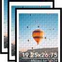JCJMY 19.25x26.75 Puzzles Frame Set of 3, Display 18x24 with Mat or 19.25 x 26.75 without, Wall Hanging 19.25 by 26.75 Picture Frame for Poster Photo Canvas Picture Puzzles, 3 Pack, Black