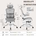 Ergonomic Office Chair, Adjustable High Back Desk Chair with Headrest Footrest 2D Lumbar Support - Executive Breathable Mesh Comfy Swivel Rolling Reclining Computer Task Chairs for Home Office Gaming, Whit