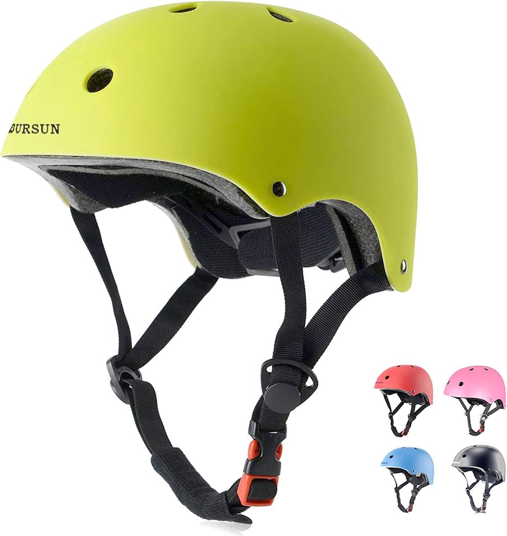 BURSUN Kids Bike Helmet Ventilation & Adjustable Toddler Helmet for Kids Boys Girls Multi-Sport Helmet for Skateboard Roller Skateing Bicycle Scooter blance Bike (Small: 18.9"-21.3" / 2-8 years, GREEN-1)