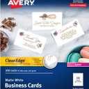 Avery Clean Edge Printable Business Cards with Sure Feed Technology, 2" x 3.5", White, 200 Blank Cards for Laser Printers (5871)